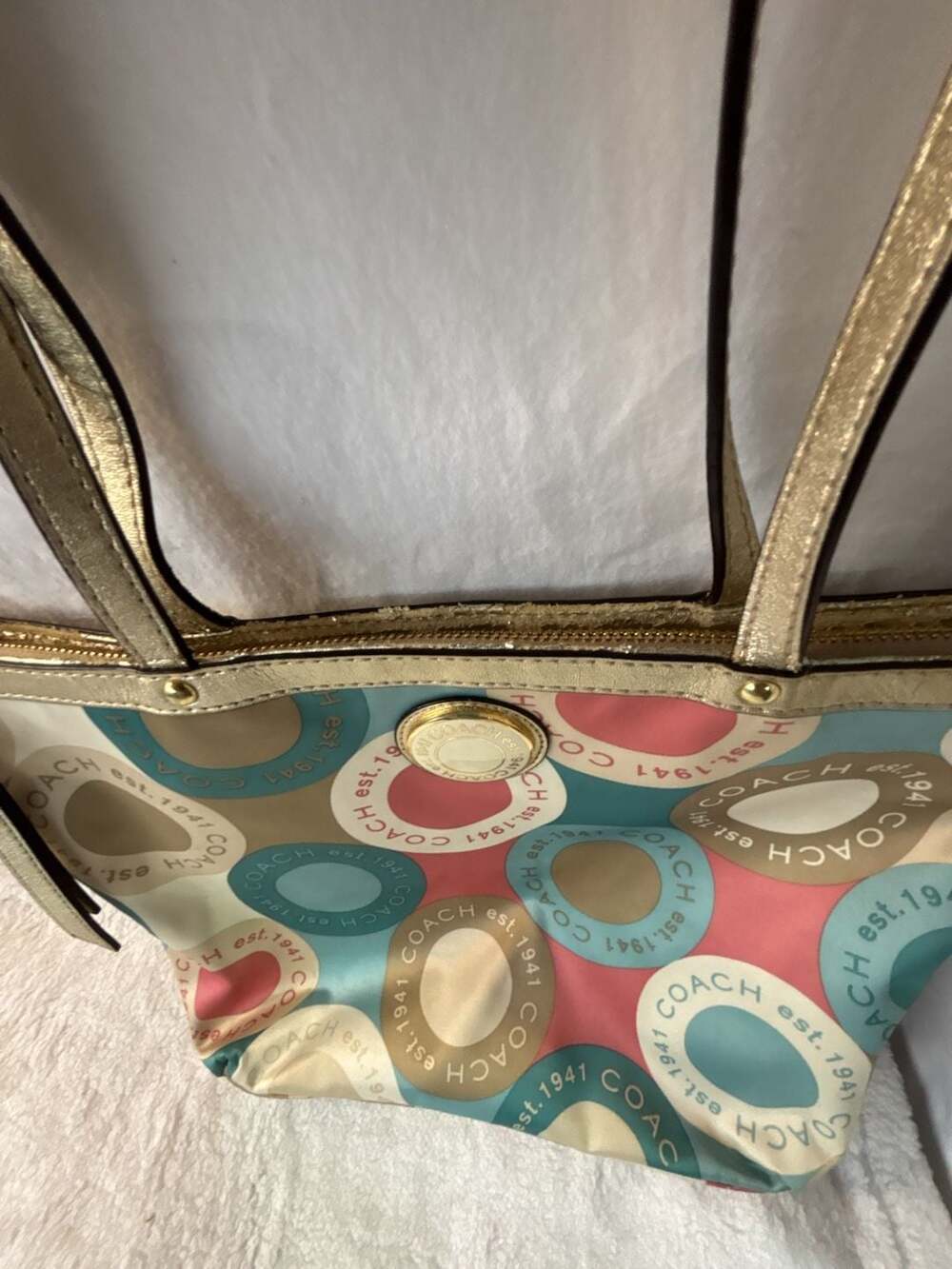 Coach Poppy Multicolor Circle Print Tote Bag - Picture 2 of 7